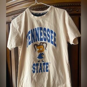 Tennessee State X Susie Carmichael Cream & Blue   T Shirt Sz S  HBCU